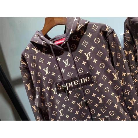 supreme x lv hoodie brown|supreme hoodie x louis vuitton.